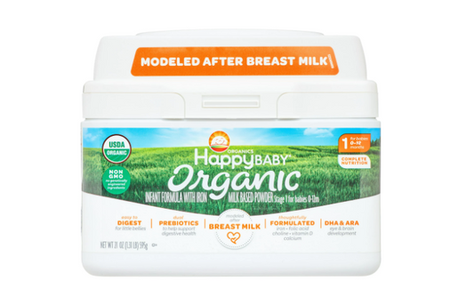Happy Baby Organic Non-GMO Stage 1 Powder Baby Formula, 21 oz Tub with Iron