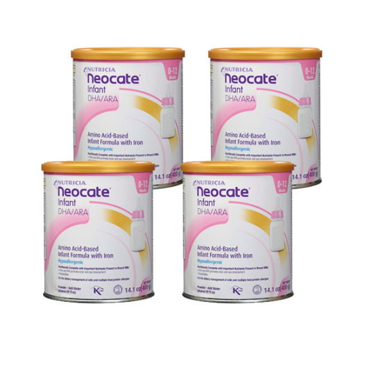 Neocate Infant DHA & ARA Amino Acid Based Infant Formula with Iron, 14.1 oz Pack of 4