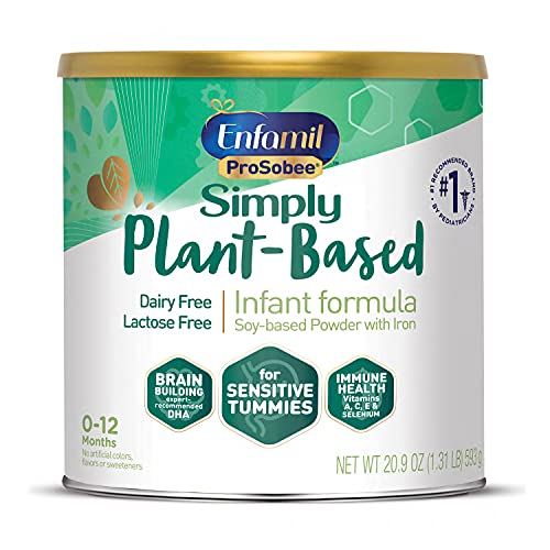 Enfamil ProSobee Soy-Based Infant Formula for Sensitive Tummies, Lactose-Free, Milk-Free, and DHA for Brain Support, Plant-Sourced Protein Powder Can, 20.9 Oz