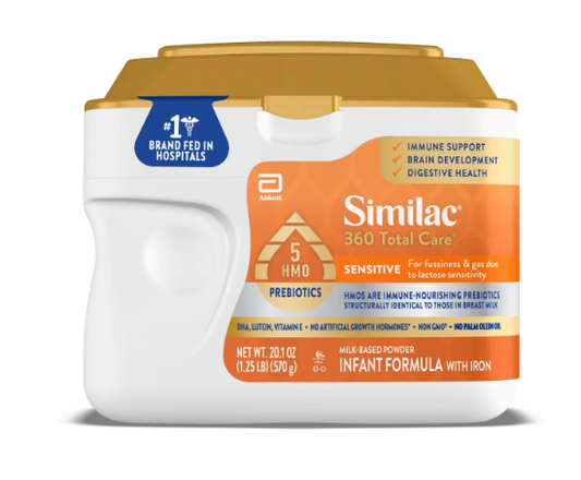 Similac 360 Total Care Sensitive Infant Formula Powder, 20.1-oz Tub